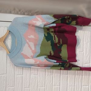 Wild Fable Crewneck Sweater Blue Landscape